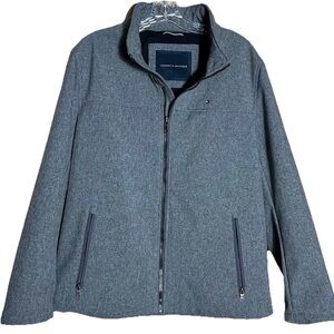 Tommy Hilfiger Jacket Mens Gray Softshell MicroFleece Lined, Zip Pockets, Med